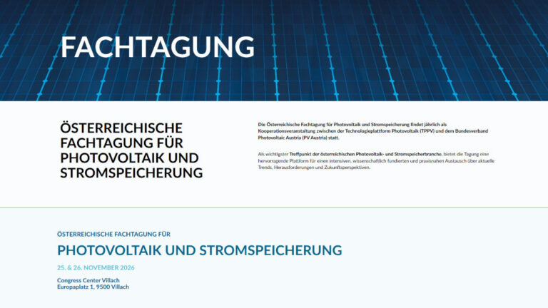PV Austria und TPPV laden zur Photovoltaik und Speicherkonferenz nach Villach
