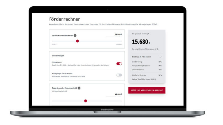 Stiebel Eltron veröffentlicht einen Onlinerechner für Wärmepumpenförderung
