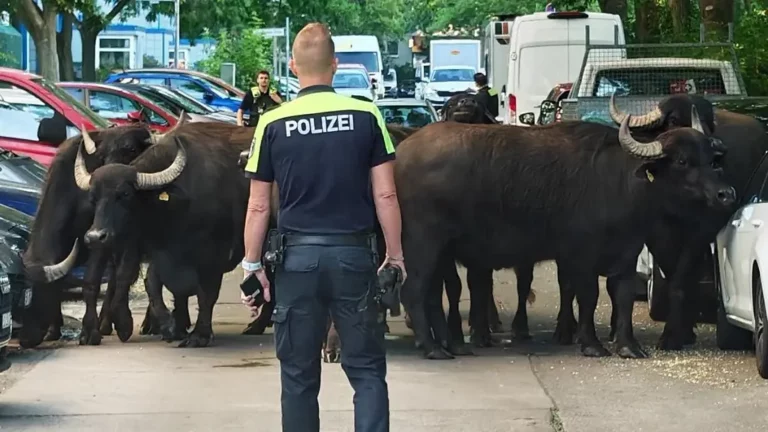 Nervös, aber friedlich: Ausgebüxte Wasserbüffel streifen durch Berlin