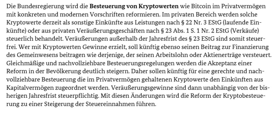 Bitcoin Steuer: Gleichbehandlung mit Aktien geplant