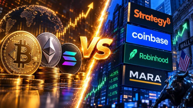 Krypto Aktien oder Bitcoin? Wo der Hebel jetzt größer ist