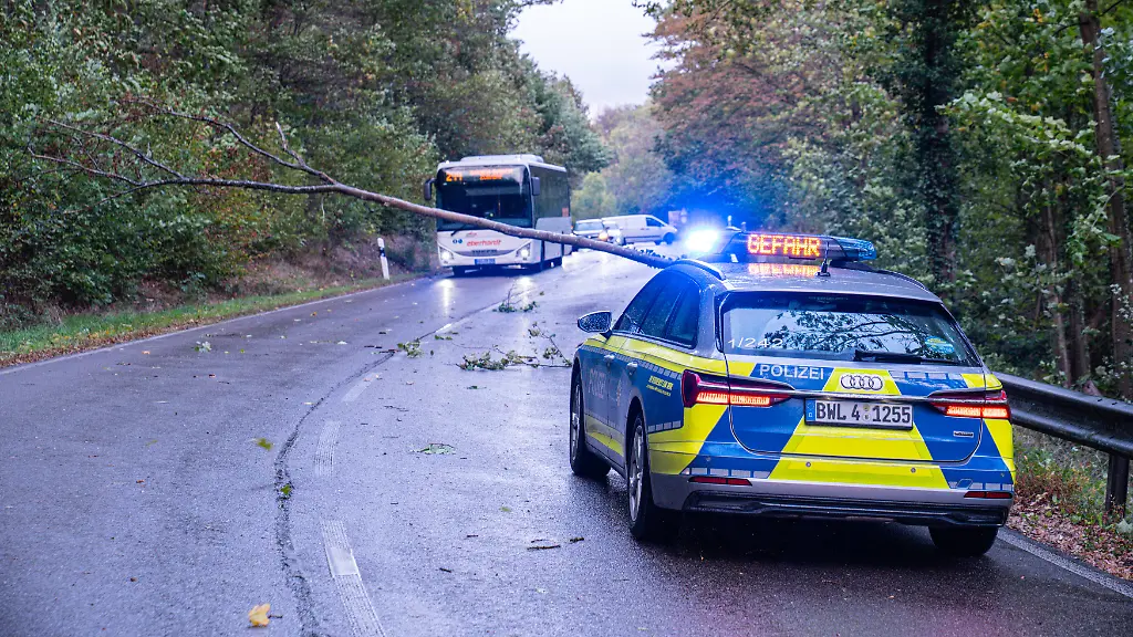 Herbststurm verursacht Schäden: Baugerüst kippt um, zwei Schwerverletzte